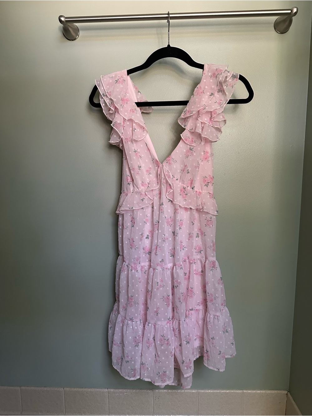 Trixxi Light Pink Floral Ruffle Mini Dress